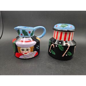 Vintage Susan Paley by Ganz Christmas Holiday Creamer and Lidded Sugar Rare HTF